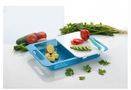 Wash and store Chopping Board With Drawer Plastic Cutting Board