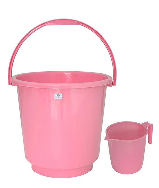 2 Pieces Plastic Bathroom Bucket & Mug Set