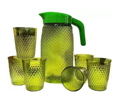 Water Jug 2 Liter with 6 Pcs Serving Glass Set 200 ml .